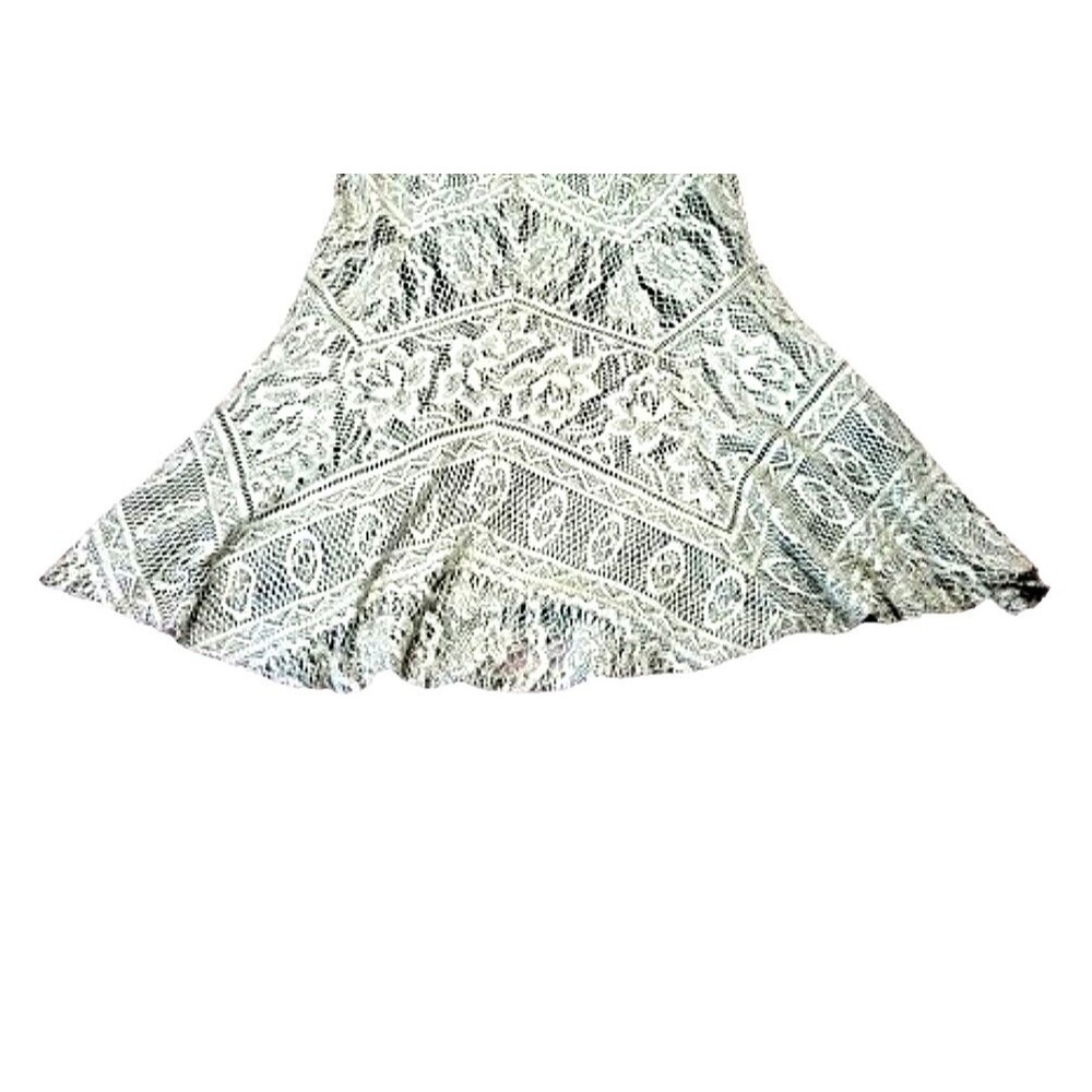Vtg DAMIANOU Dress Gold Crochet Lace Overlay Black Sz Small Long Sparkly - Picture 5 of 10